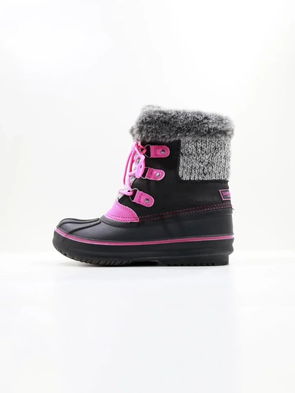 London Fog Tottenham Black & Pink Waterproof Fleece-Lined Snow Boots - Juniors 4